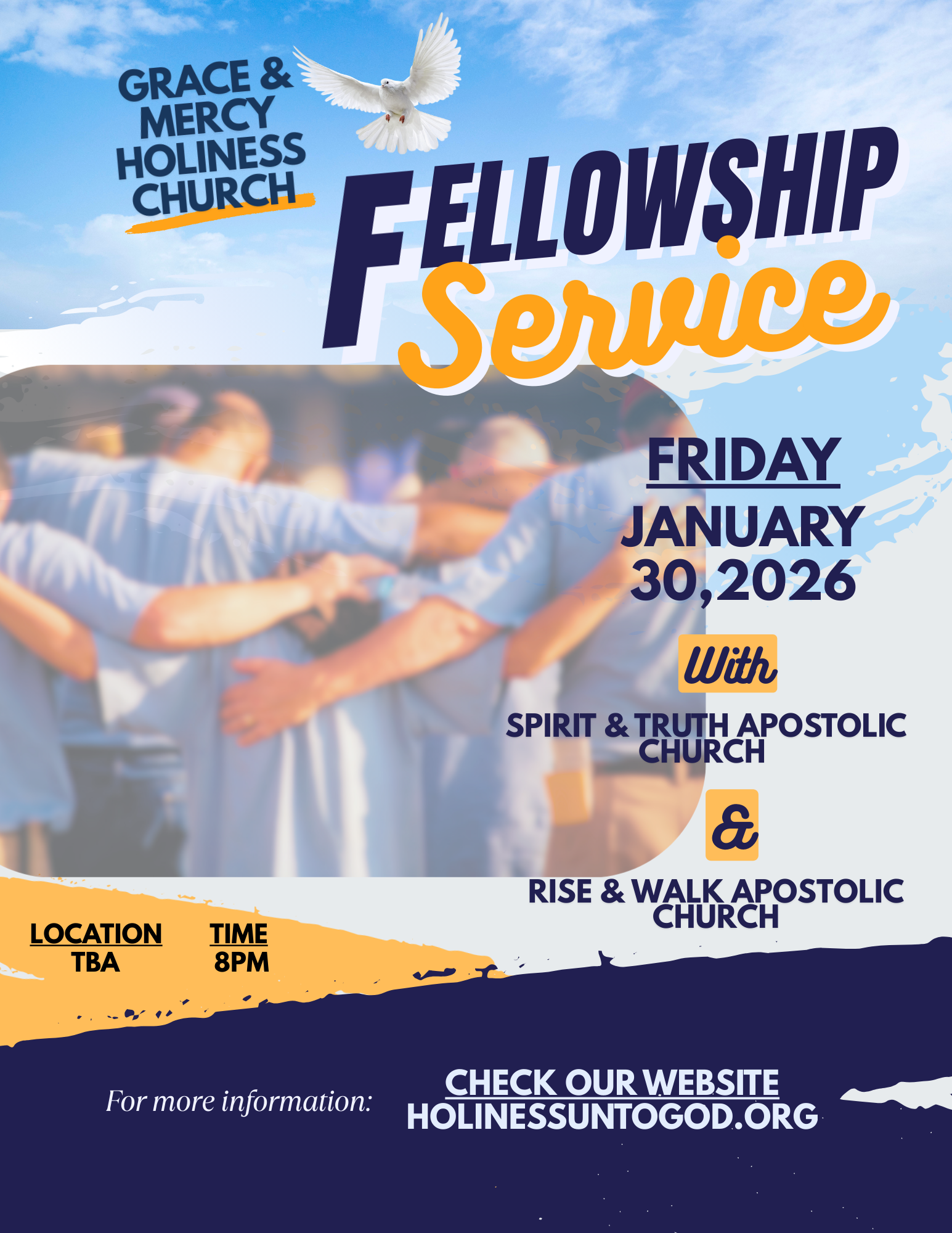Blue & Orange Grunge Youth Fellowship Flyer